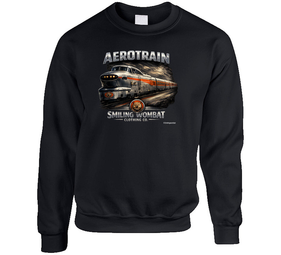 Aerotrain vintage railroad graphic sweatshirt in black – distressed train design