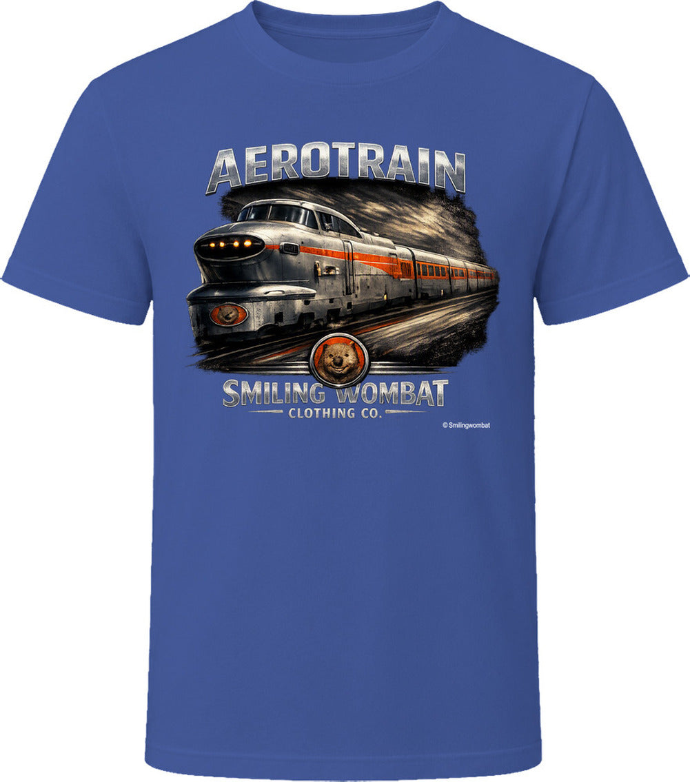 Aerotrain retro locomotive graphic t-shirt in navy – vintage railroad apparel
