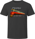  Electroliner vintage railroad graphic T-shirt in Black – Chicago North Shore Line retro design by Smiling Wombat Clothing Co.