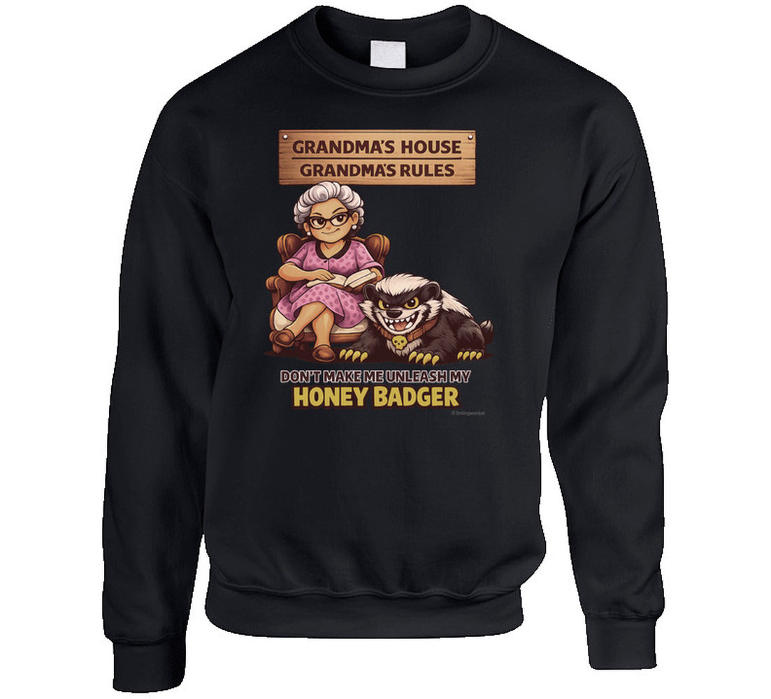 Feisty grandma honey badger funny graphic sweatshirt in black