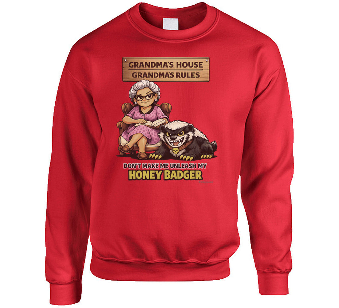 Feisty grandma honey badger funny graphic sweat shirt red