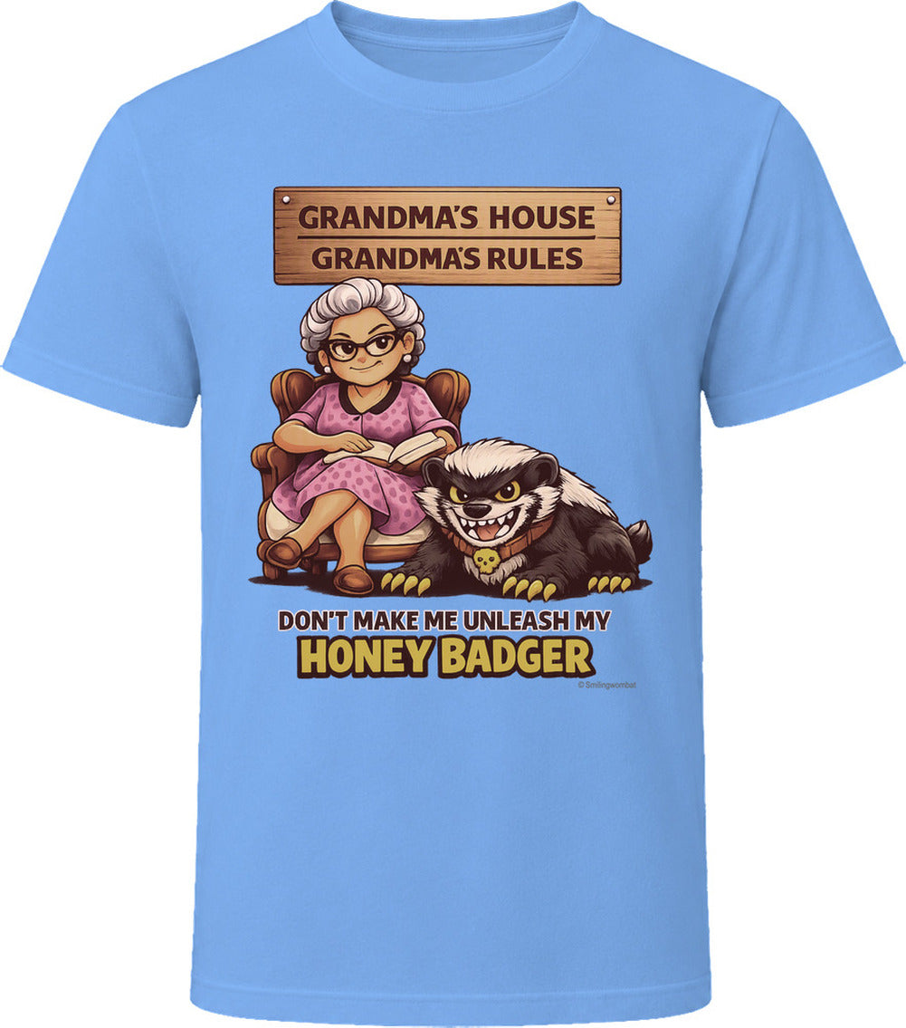 Funny honey badger grandma graphic tee light blue