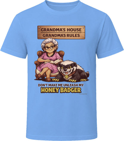 Funny honey badger grandma graphic tee light blue