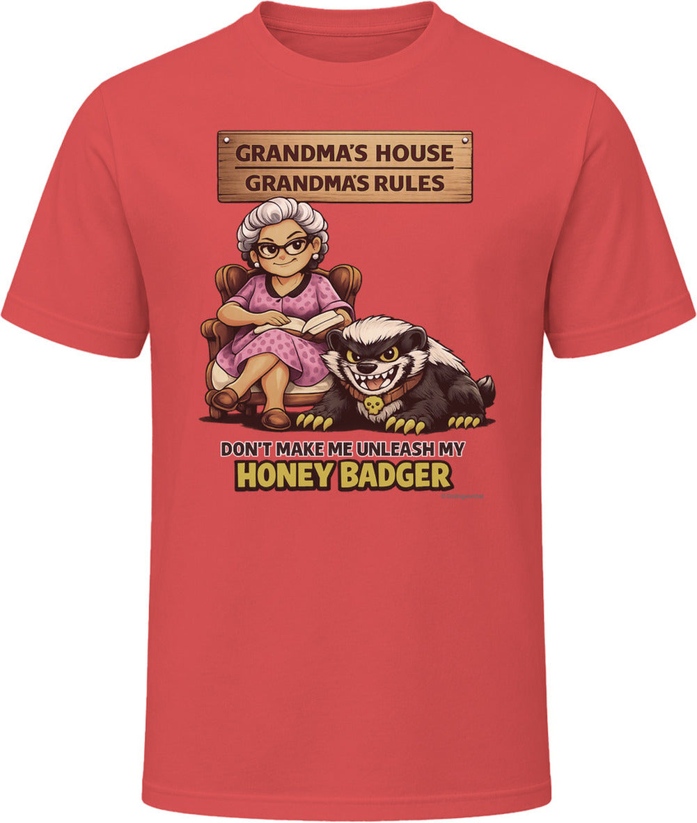 Feisty grandma with honey badger funny red t-shirt gift