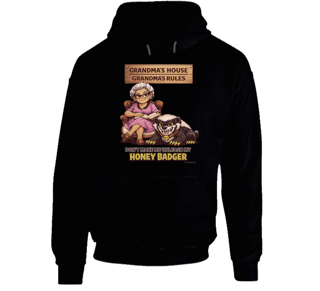 Feisty grandma honey badger funny graphic hoodie black