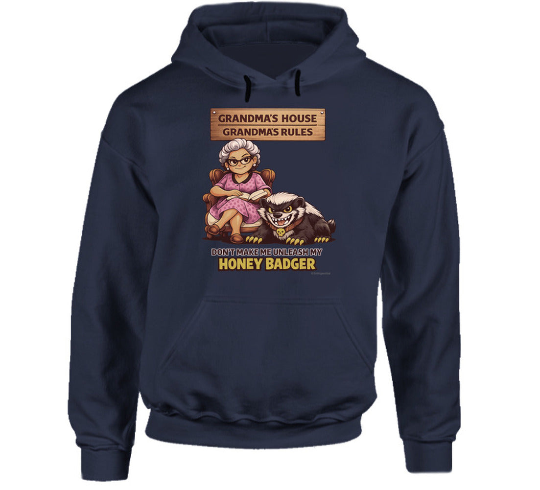 Don't Make Me Unleash My Honey Badger navy blue hoodie