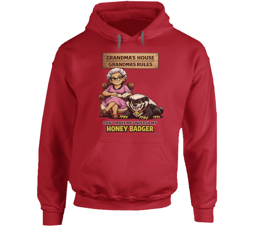 Feisty grandma honey badger funny graphic hoodie red