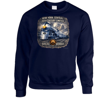 Smiling Wombat 20th Century Limited navy sweat shirt vintage locomotive print