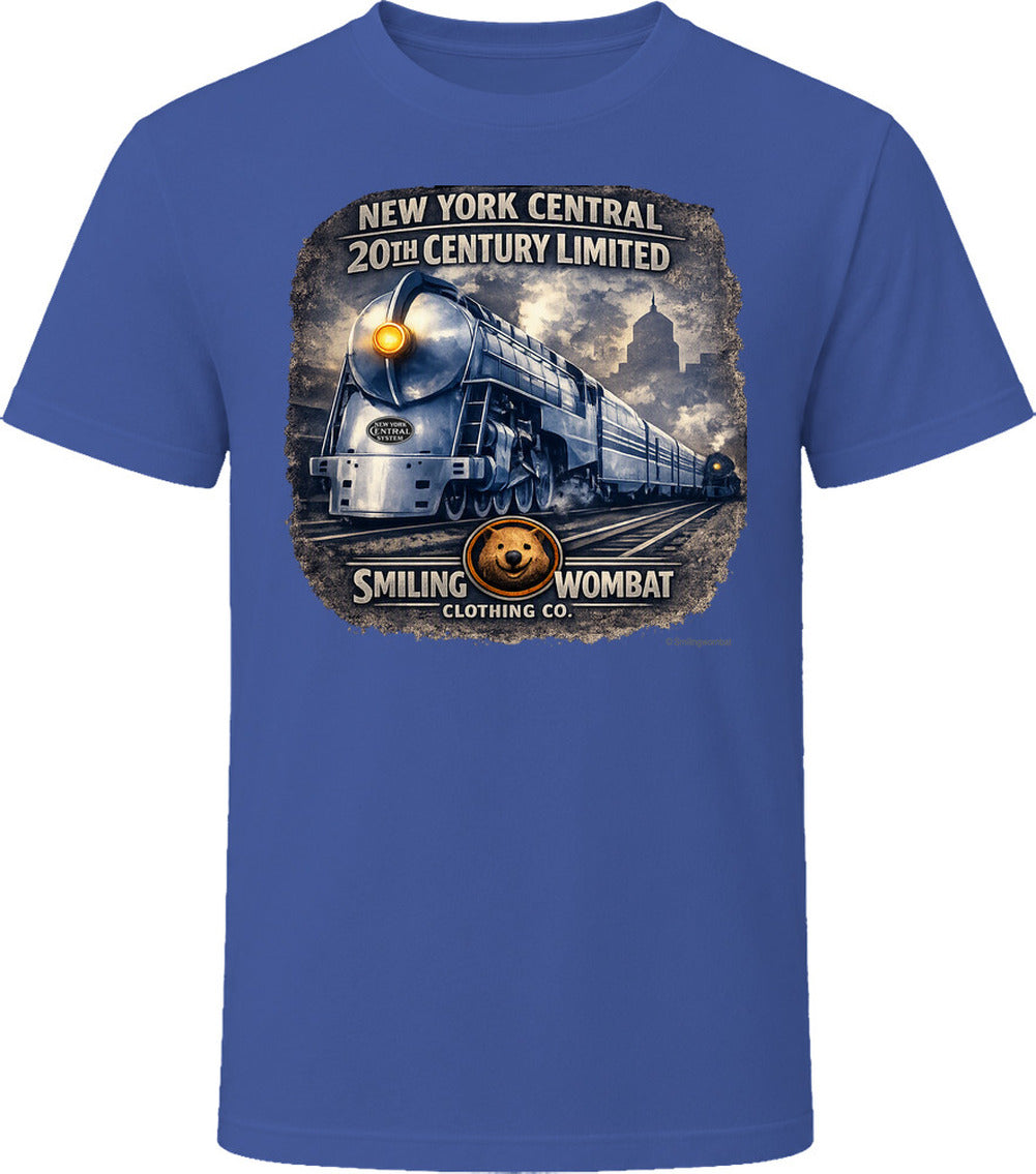 Smiling Wombat 20th Century Limited navy t-shirt vintage locomotive print