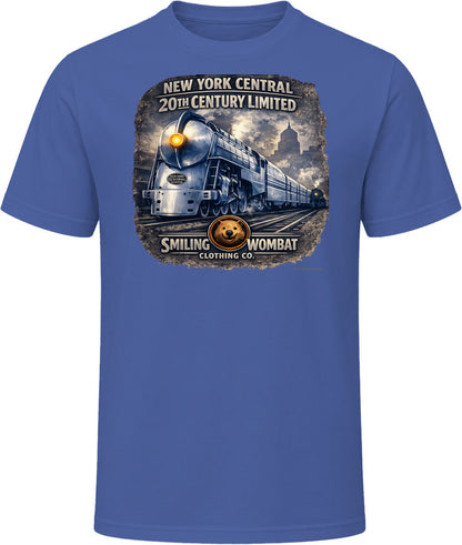 Smiling Wombat 20th Century Limited navy t-shirt vintage locomotive print