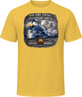 New York Central train daisy yellow t-shirt with retro 20th Century Limited graphic