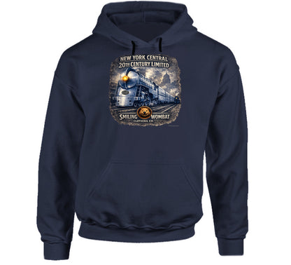 Smiling Wombat 20th Century Limited navy hoodie vintage locomotive print
