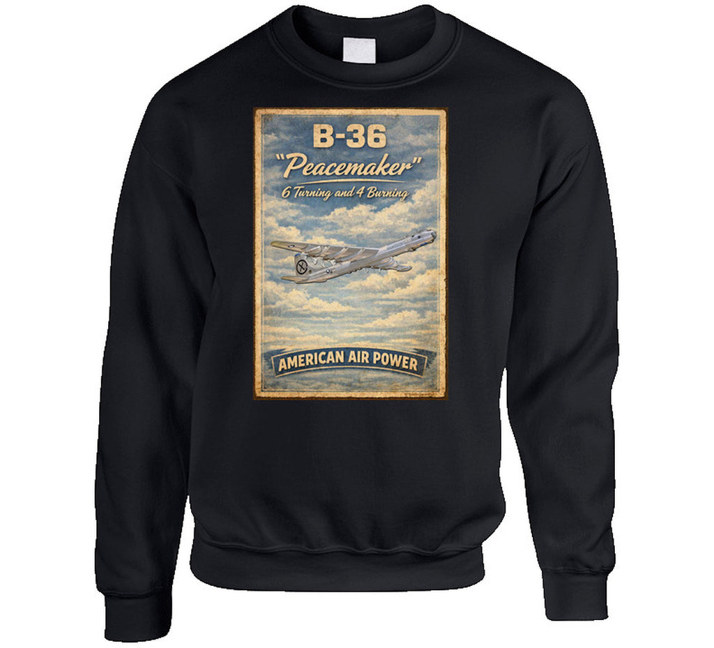 B-36 Peacemaker bomber vintage poster sweatshirt in black