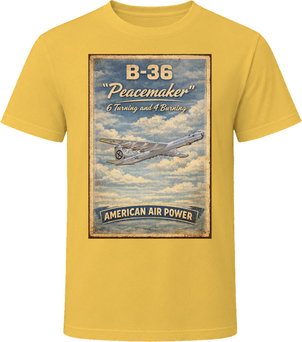 B-36 Peacemaker American Air Power retro t-shirt in daisy yellow