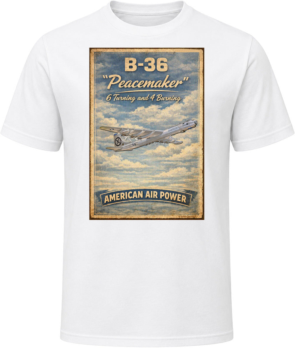 B-36 Peacemaker "6 Turning and 4 Burning" vintage art t-shirt in white