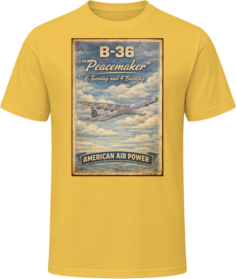 B-36 Peacemaker American Air Power retro t-shirt in daisy yellow