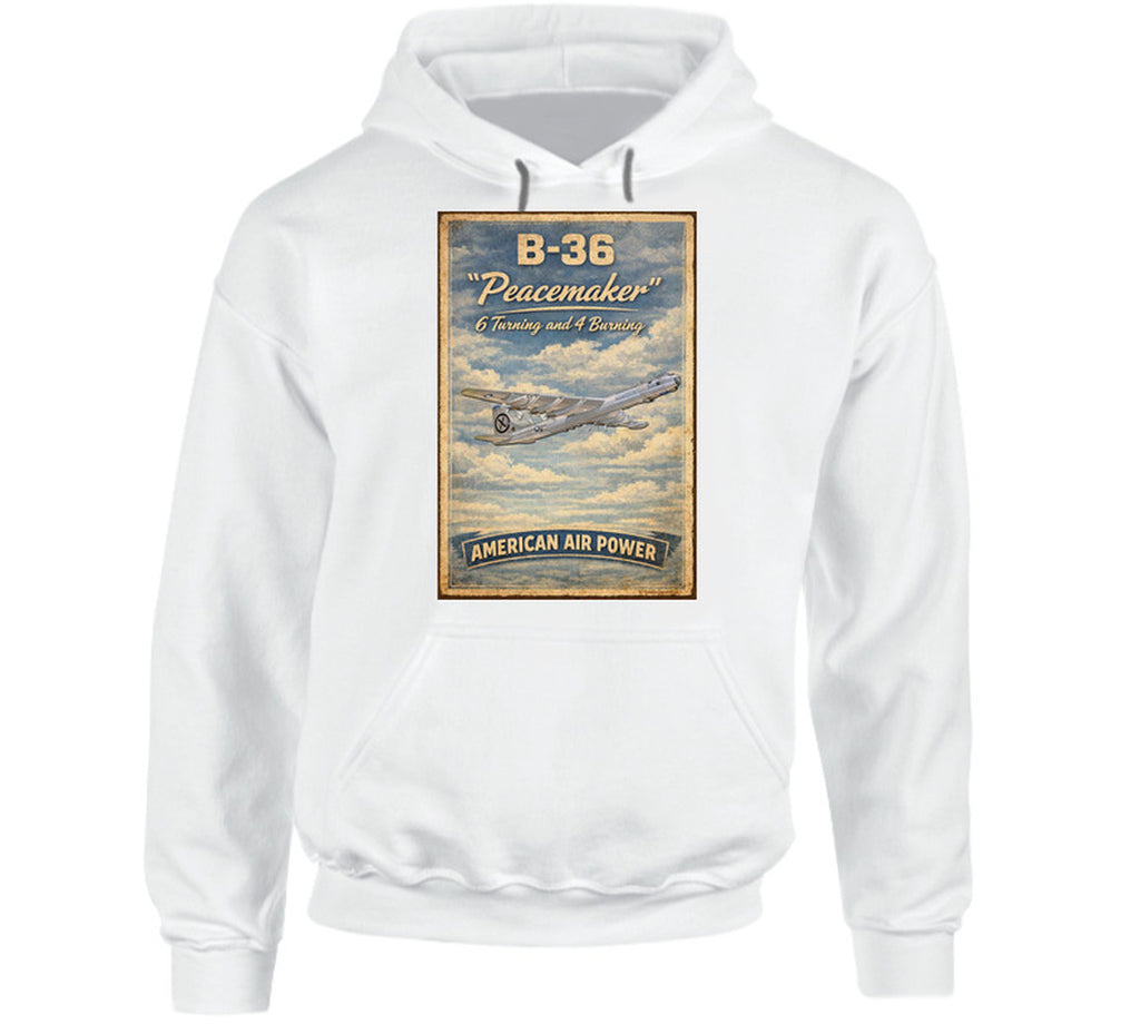 B-36 Peacemaker "6 Turning and 4 Burning" hoodie in white