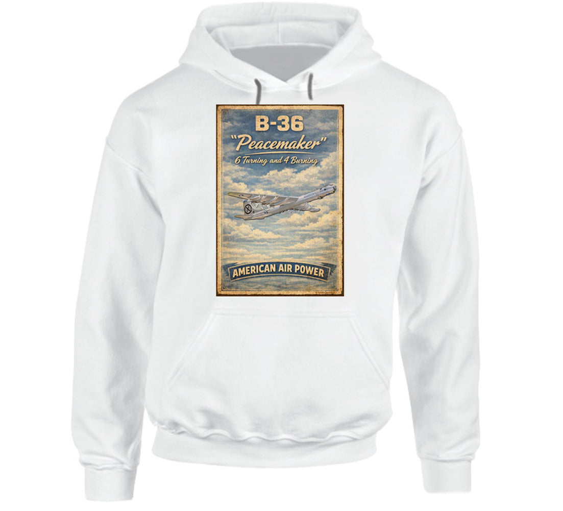B-36 Peacemaker "6 Turning and 4 Burning" hoodie in white