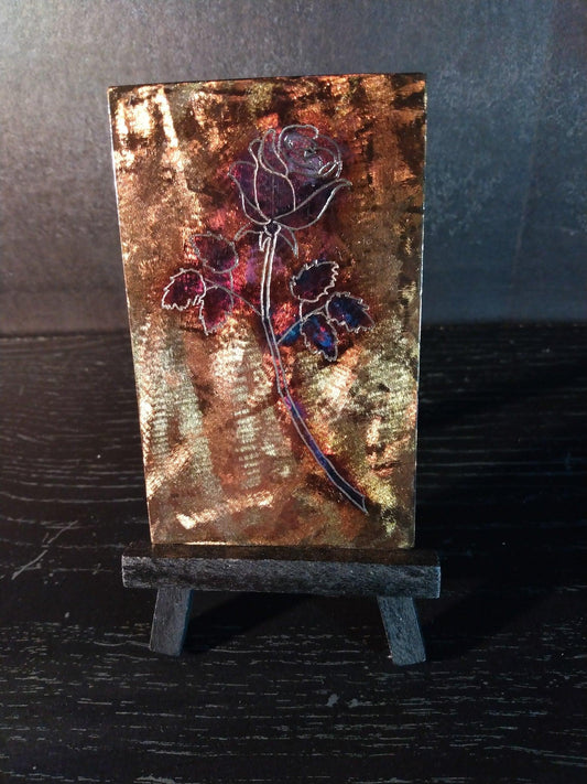 Single Stem Rose and Easel from "Steel Art Creations" - Smiling Wombat