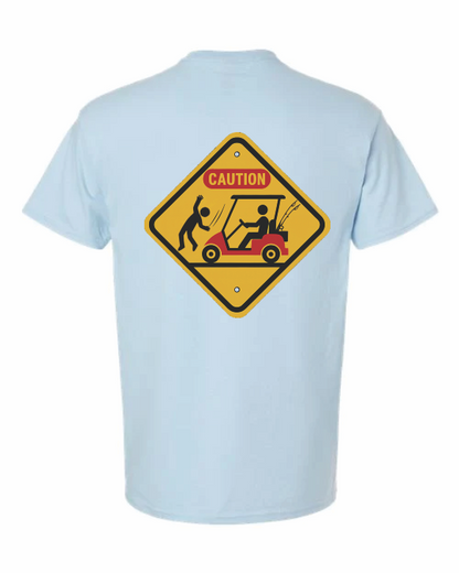  “Golf cart collision caution sign T-shirt”
Wombat
