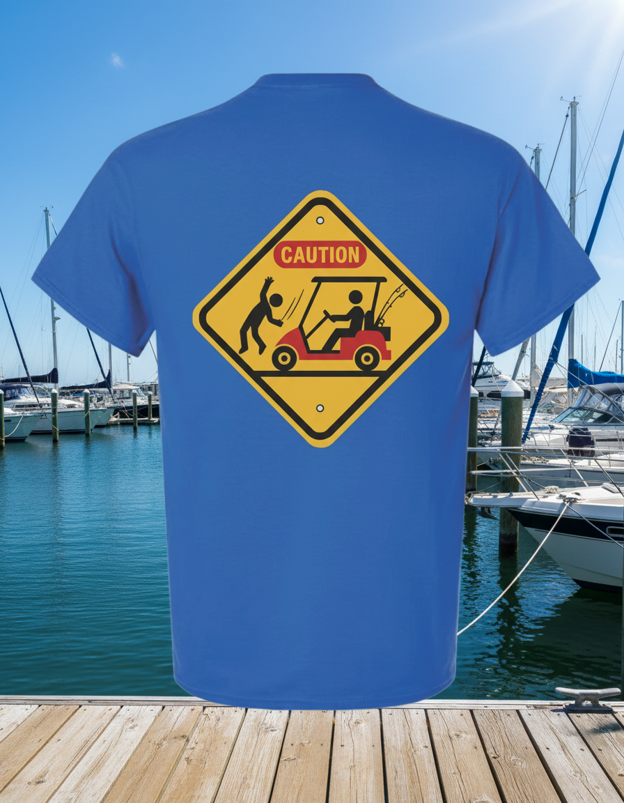 “Golf cart collision caution sign T-shirt”
Wombat