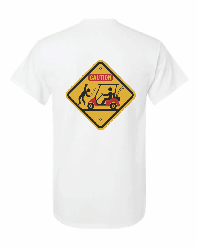  “Golf cart collision caution sign T-shirt”
Wombat