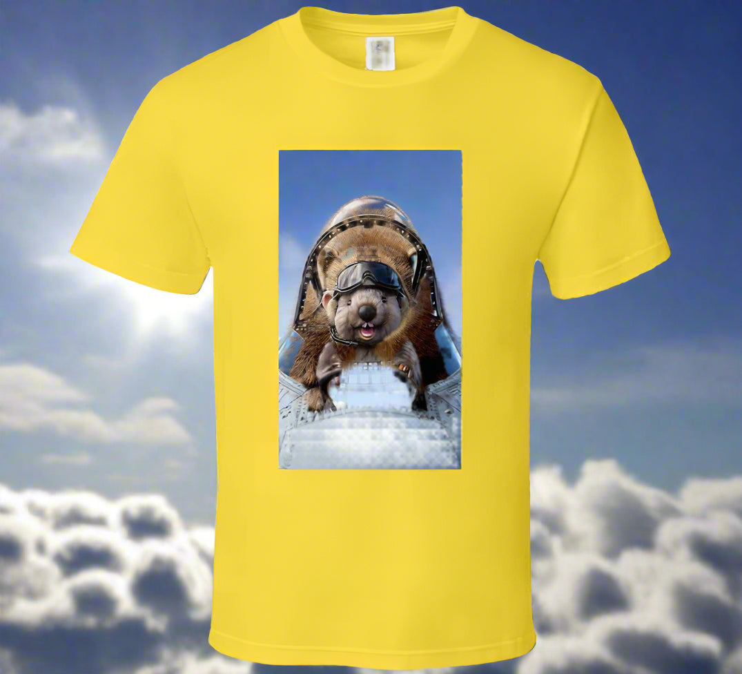 smiling wombat flying a fighter jet T Shirt T-Shirt Smiling Wombat