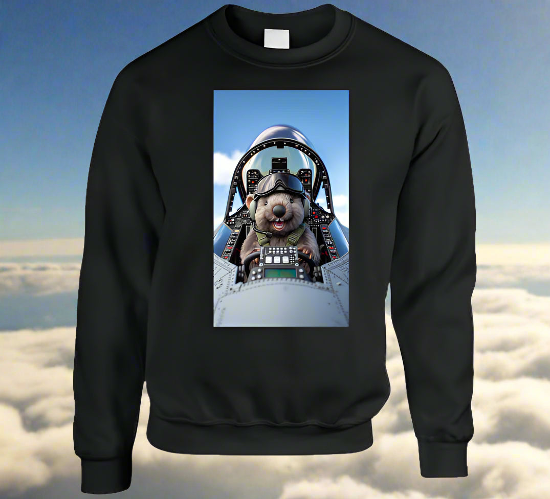 smiling wombat flying a fighter jet T Shirt T-Shirt Smiling Wombat