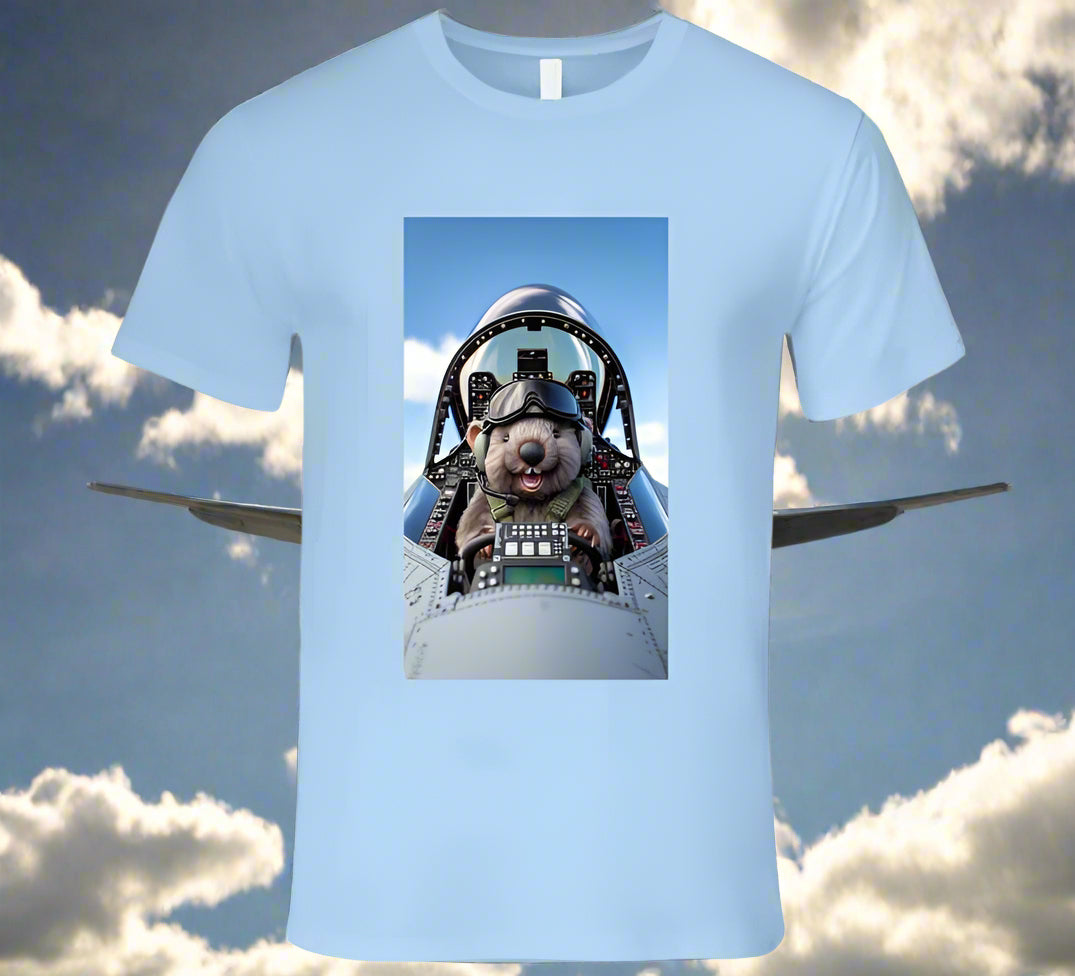 smiling wombat flying a fighter jet T Shirt T-Shirt Smiling Wombat