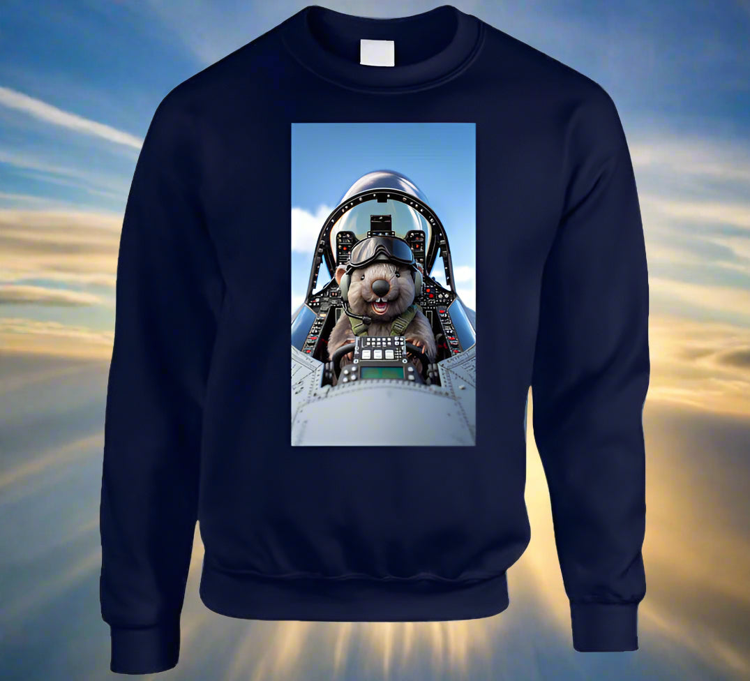 smiling wombat flying a fighter jet T Shirt T-Shirt Smiling Wombat