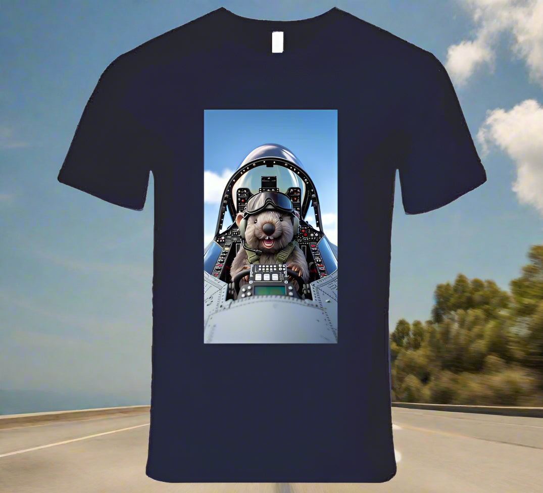 smiling wombat flying a fighter jet T Shirt T-Shirt Smiling Wombat