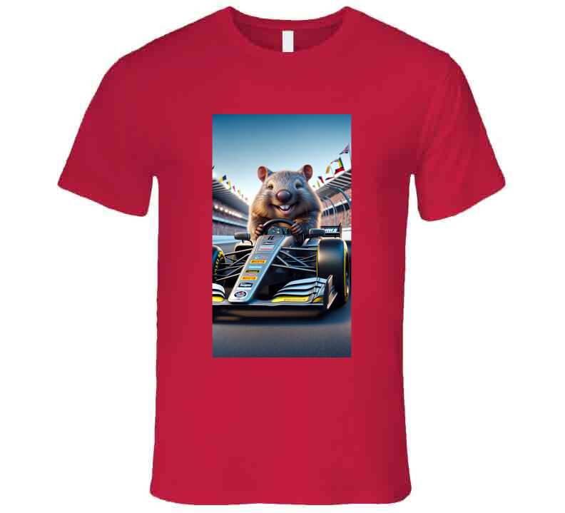 smiling wombat driving a race car T Shirt T-Shirt Smiling Wombat