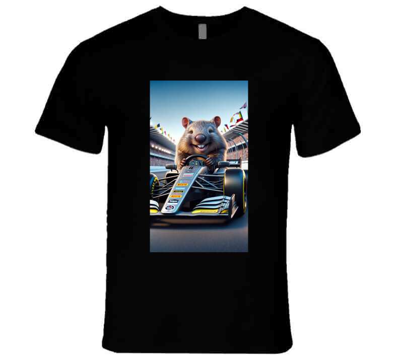 smiling wombat driving a race car T Shirt T-Shirt Smiling Wombat