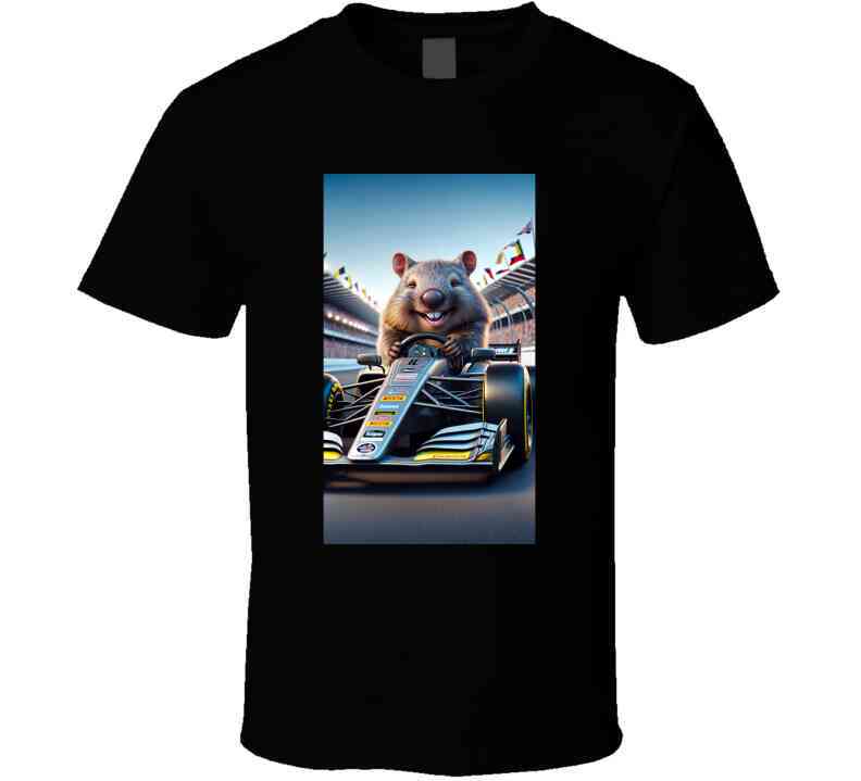 smiling wombat driving a race car T Shirt T-Shirt Smiling Wombat