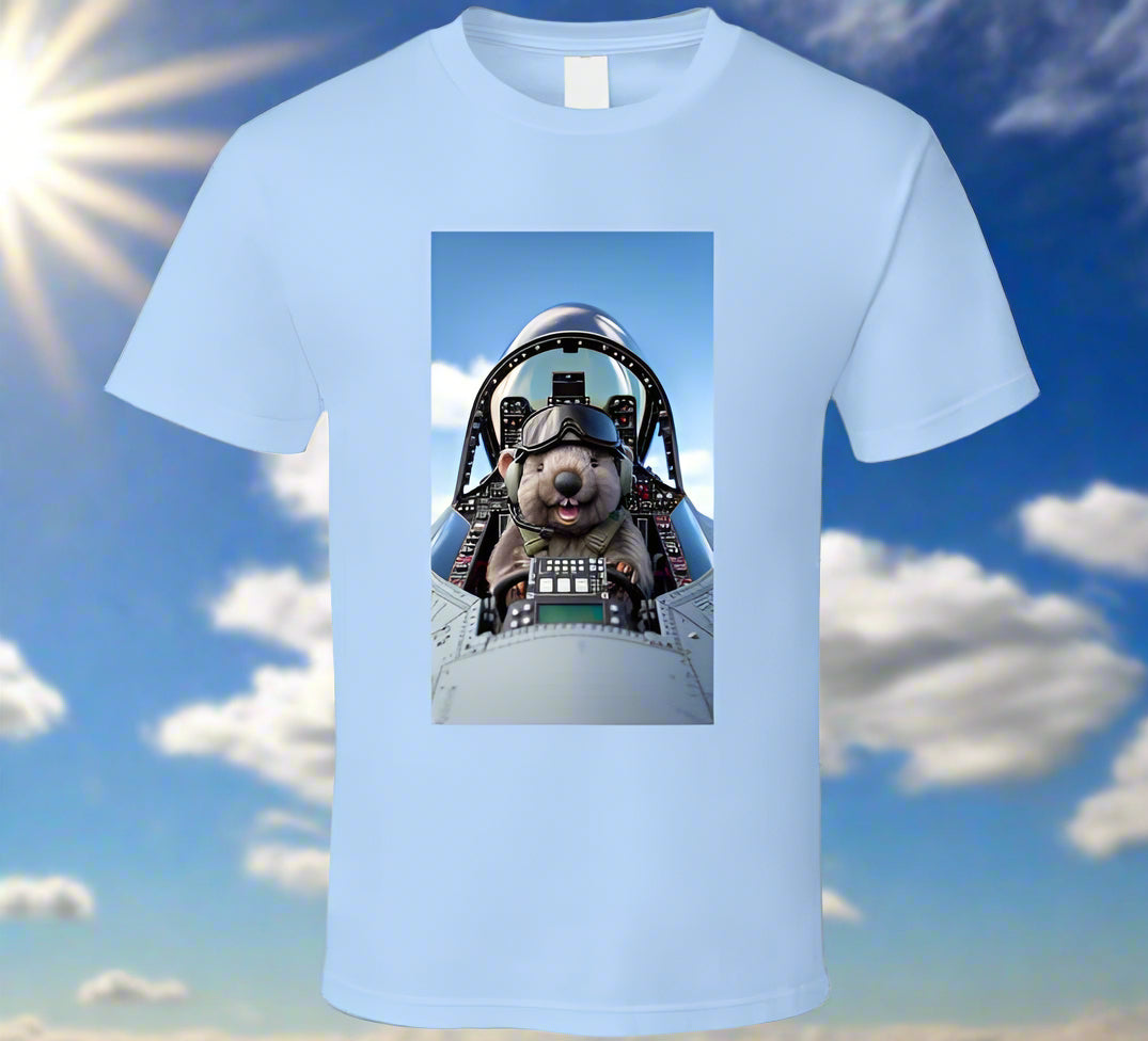 smiling wombat flying a fighter jet T Shirt T-Shirt Smiling Wombat