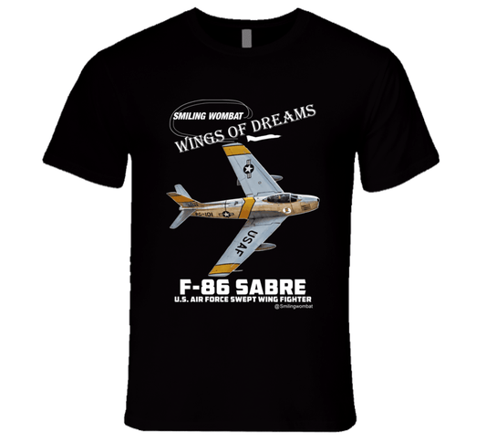F86 Sabre Jet - Black/Navy T-Shirt T-Shirt Smiling Wombat