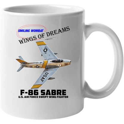 F 86 Fighter - Sabre Jet Ceramic Coffee Mug Mugs Smiling Wombat