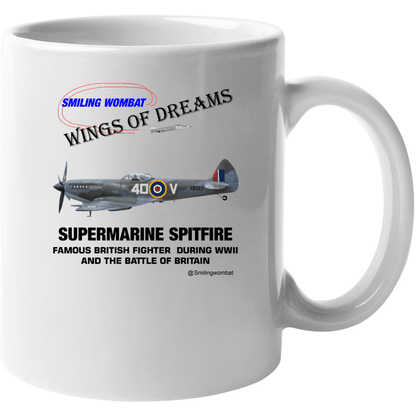 Supermarine Spitfire-Ceramic Coffee Mug Mugs Smiling Wombat