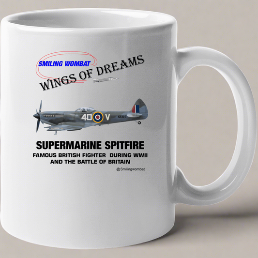 Supermarine Spitfire-Ceramic Coffee Mug - Smiling Wombat