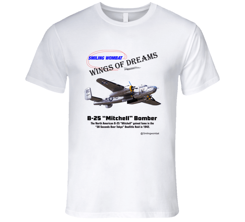 B25 Mitchell Bomber T Shirt - Smiling Wombat