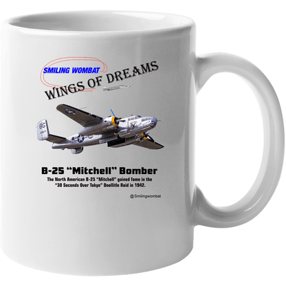 B25 Mitchell Bomber - Ceramic Coffee Mug Mugs Smiling Wombat