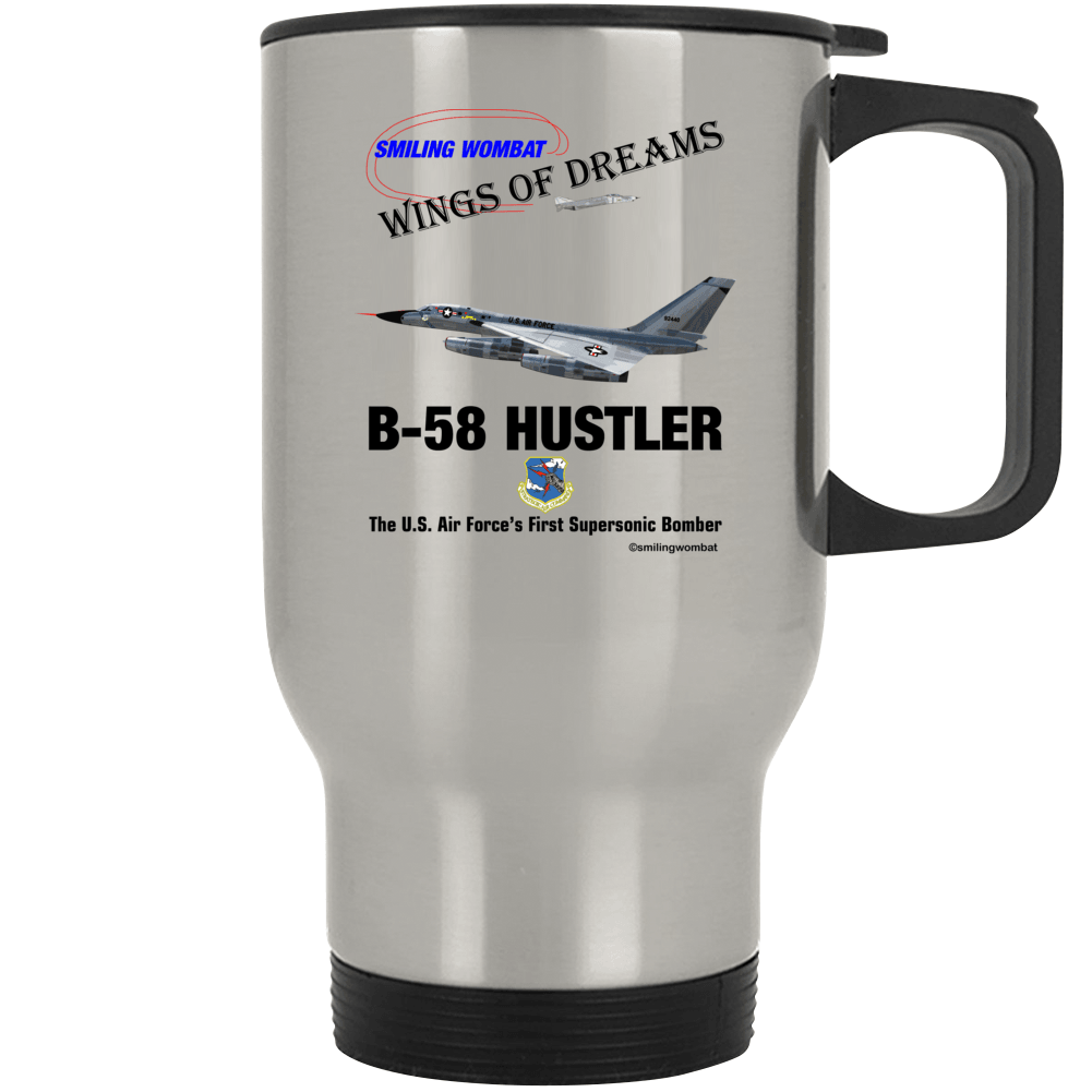B58 Hustler Bomber Stainless Steel Travel Mug Mugs Smiling Wombat