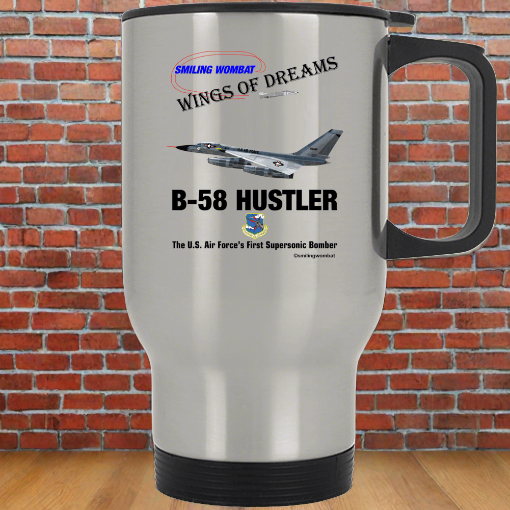 B58 Hustler Bomber Stainless Steel Travel Mug - Smiling Wombat