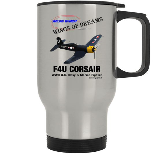 F4u Corsair Stainless Steel Travel Mug Mugs Smiling Wombat