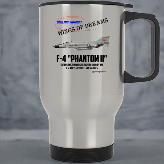F4e Phantom II Stainless Steel Travel Mug - Smiling Wombat