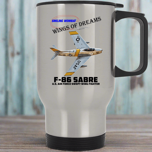 F86 Sabre Jet-Stainless Steel Travel Mug - Smiling Wombat
