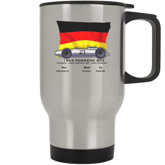 Porsche F1 1962 804-Stainless Steel Travel Mug Mugs Smiling Wombat