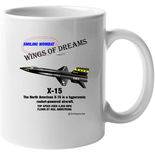 USAF X15 - Hypersonic Rocket Plane - Ceramic Mug Mugs Smiling Wombat