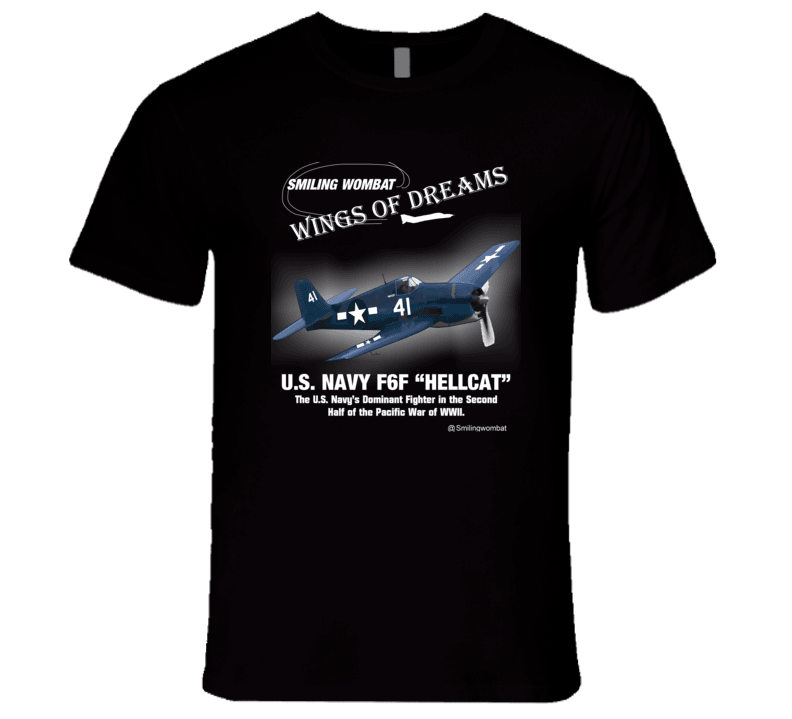 U.S. Navy Hellcat - Black/Navy T-Shirt T-Shirt Smiling Wombat