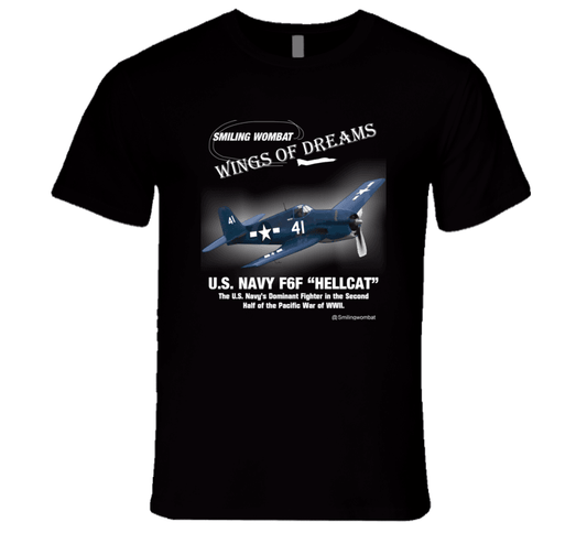 U.S. Navy Hellcat - Black/Navy T-Shirt - Smiling Wombat